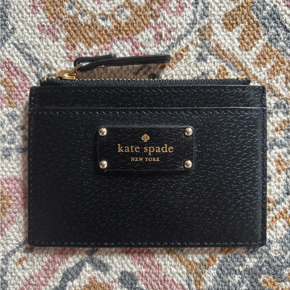NWOT Kate Spade Black Textured Card Wallet
